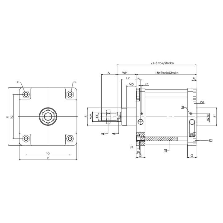 160.400.M.YY WQGB ISO 15552 Pnömatik Silindir (Piston)