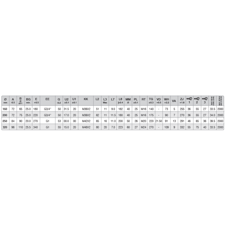 160.400.M.YY WQGB ISO 15552 Pnömatik Silindir (Piston)