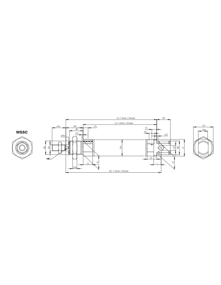 WSSC.M.16.25 ISO 6432 Alüminyum Gövdeli Pnömatik Silindir (Piston)