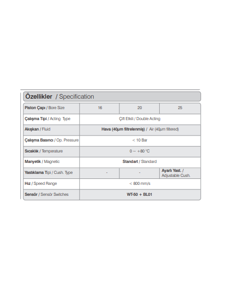 WSXC.20.160 ISO 6432 Komple Paslanmaz Pnömatik Silindir (Piston)