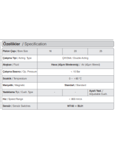 WSXC.25.Y.25 ISO 6432 Komple Paslanmaz Pnömatik Silindir (Piston) 2