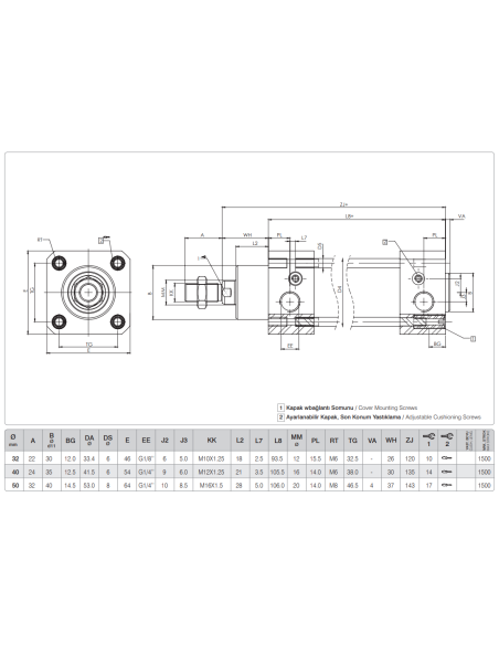 WXC.50.100 ISO 15552 Komple Paslanmaz Pnömatik Silindir (Piston)