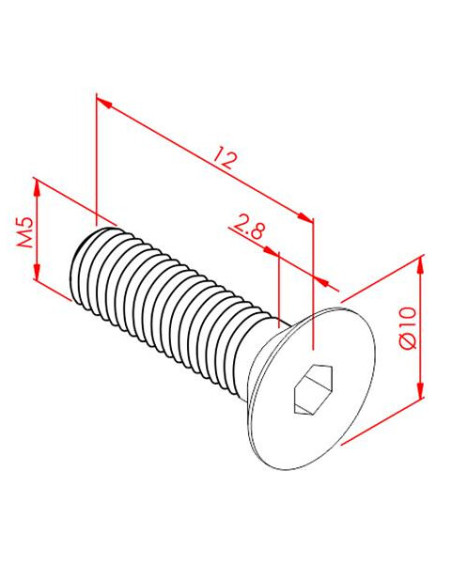 m5x12  Havşabaş Cıvata