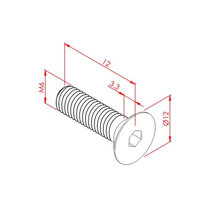 m6x12  Havşabaş Cıvata