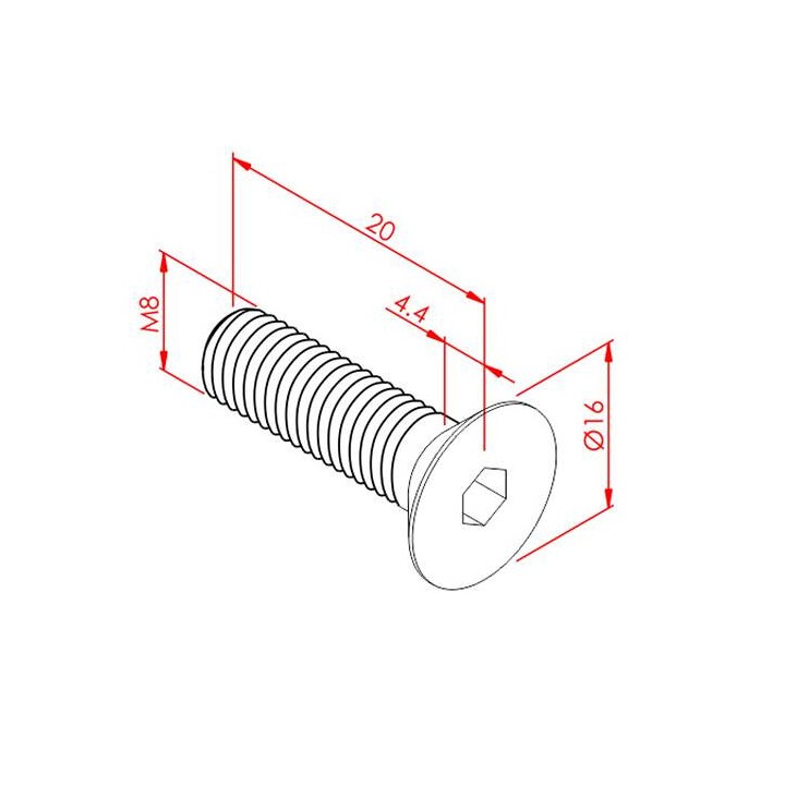 m8x20  Havşabaş Cıvata