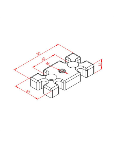 40x80 Ayak Bağlantı Parçası, M12