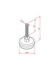 M10x50 Krom Kaplı Kauçuk Ayak 2
