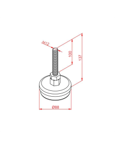 M12x100 Krom Kaplı Kauçuk Ayak 2