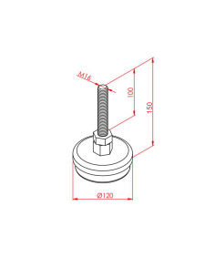 M16x100 Krom Kaplı Kauçuk Ayak, 2