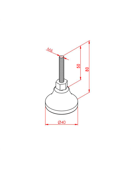 M6x50 Metal Ayak, Kapasite:130kg
