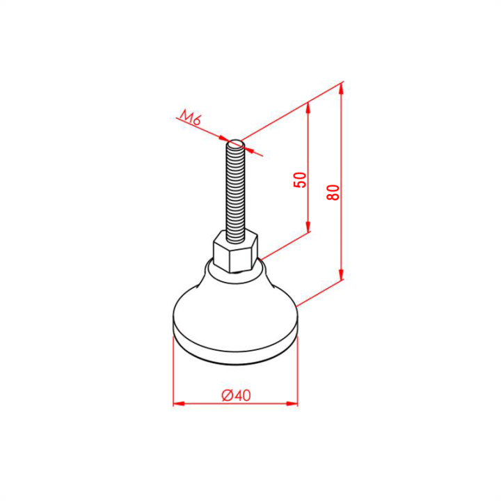 M6x50 Metal Ayak, Kapasite:130kg