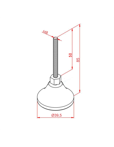 M8x50 Metal Ayak, Kapasite:180kg