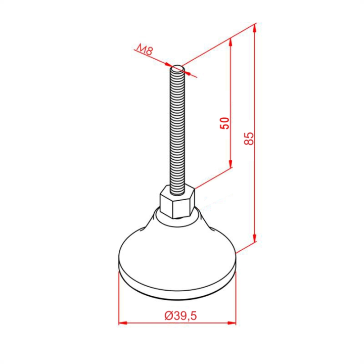 M8x50 Metal Ayak, Kapasite:180kg