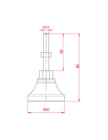 M12x50 Plastik Ayak, Kapasite:152kg
