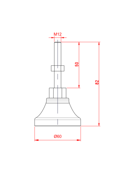 M12x50 Plastik Ayak, Kapasite:152kg