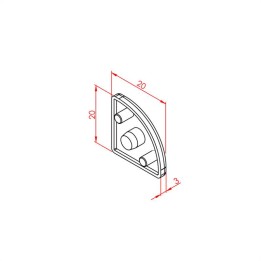 20x20 Radiuslu Profil Kapağı Siyah