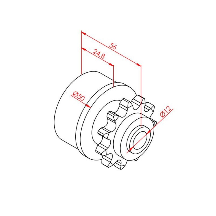 Zincir Dişli Rulo Başlığı D50 1/2