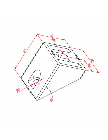 45x45 45° Dereceli Bağlantı Parçası, Kanal:10, Metrik:8