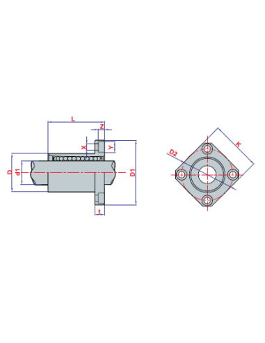 LMEK 30 UU Kare Flanşlı Lineer Rulman...