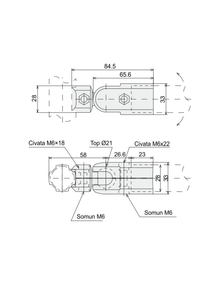 180° Açılı Bağlantı Parçası - Dıştan, DKJ28-A07
