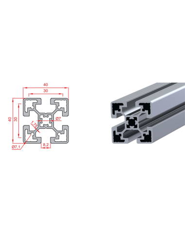 40x40 Sigma Profil Light, Kanal:8, Hafif
