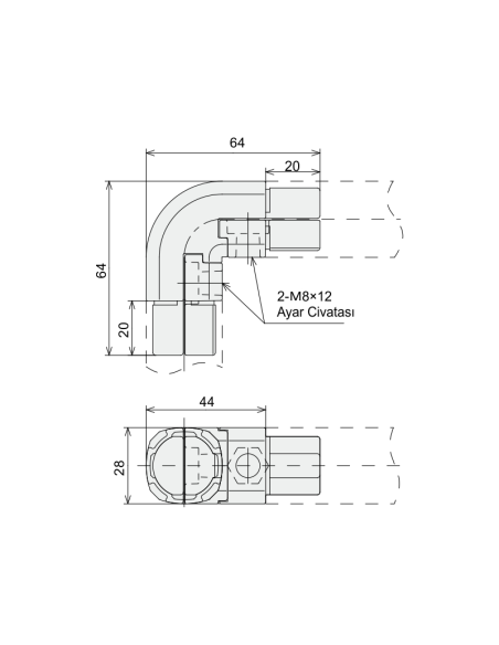90° Dirsek Bağlantı - İçten, DKJ28-B15