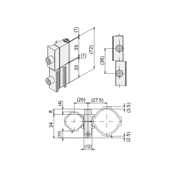 Ø28 Menteşe Metal Sol, DKE28-27R