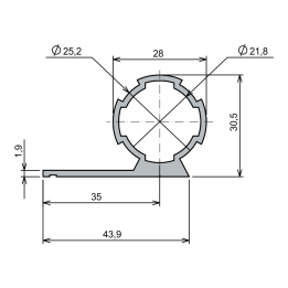 Ø28 - 1,7 mm L Boru Profil