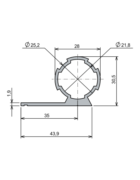 Ø28 - 1,7 mm L Boru Profil