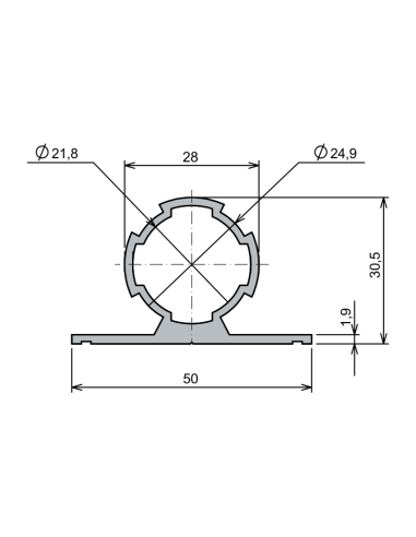 Ø28 - 1,7 mm T Boru Profil
