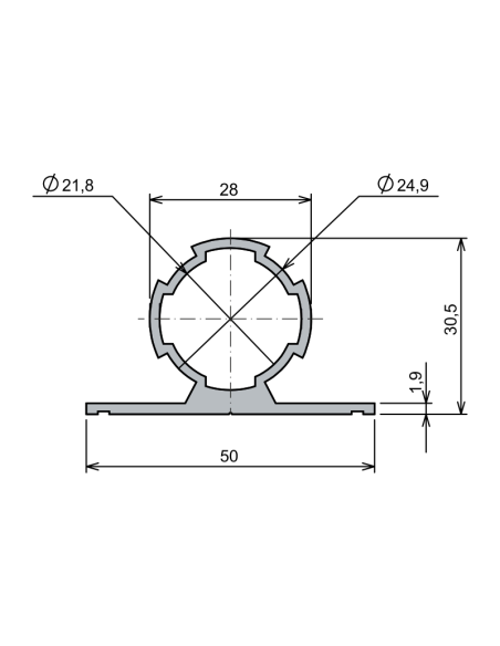Ø28 - 1,7 mm T Boru Profil