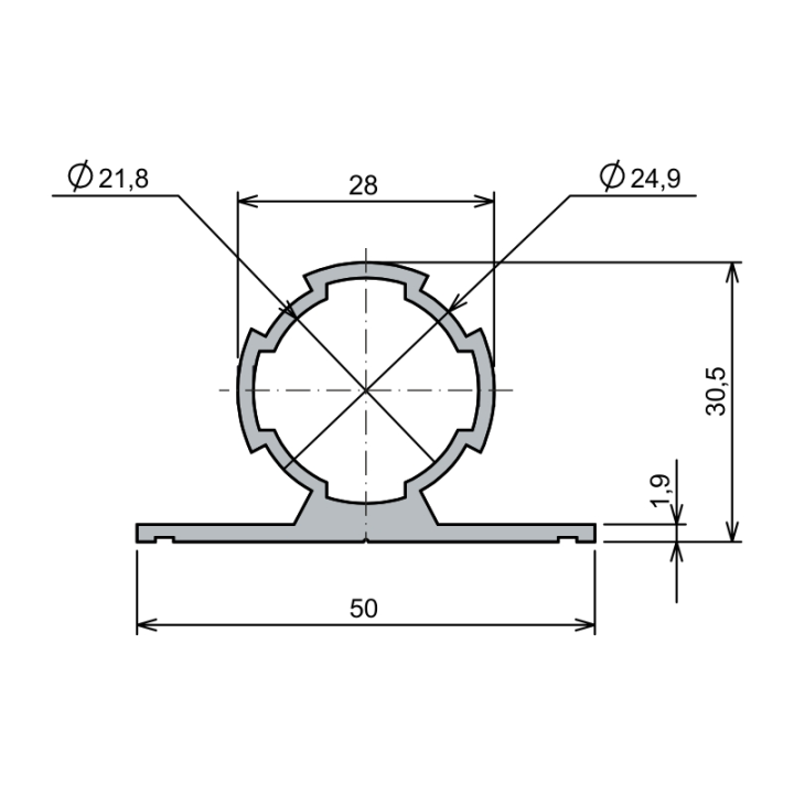 Ø28 - 1,7 mm T Boru Profil