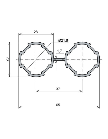Ø28 - 1,7 mm Çiftli Boru Profil