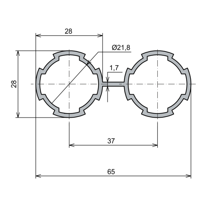 Ø28 - 1,7 mm Çiftli Boru Profil