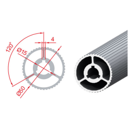 TAMBUR PROFİLİ ALÜMİNYUM Ø50 L: 3200 MM
