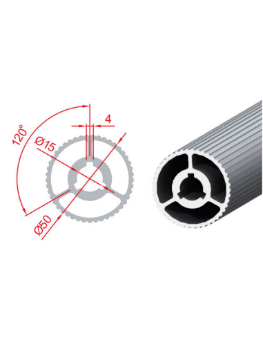 TAMBUR PROFİLİ ALÜMİNYUM Ø50 L: 3200 MM