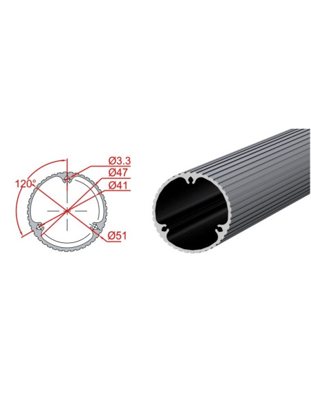 TAMBUR PROFİLİ ALÜMİNYUM Ø76 3200 MM
