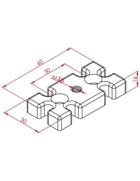 30x60 Ayak Bağlantı Parçası, M10