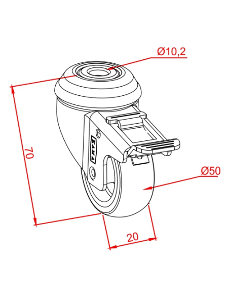 Ø50 Frenli Tekli Tekerlek, Kapasite:35kg