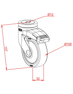 Ø100 Plastik Tekerlek Frenli 2