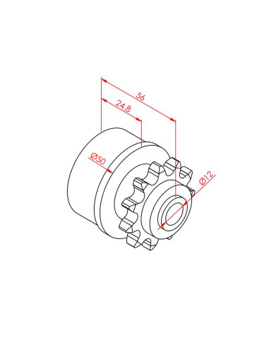 Ø 50 mm 1/2' Çift Rulo Zincir Dişli (Plastik)
