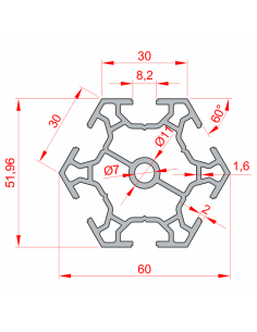 30'luk Stant Profili K8 Altı Köşe, Kanal:8 2